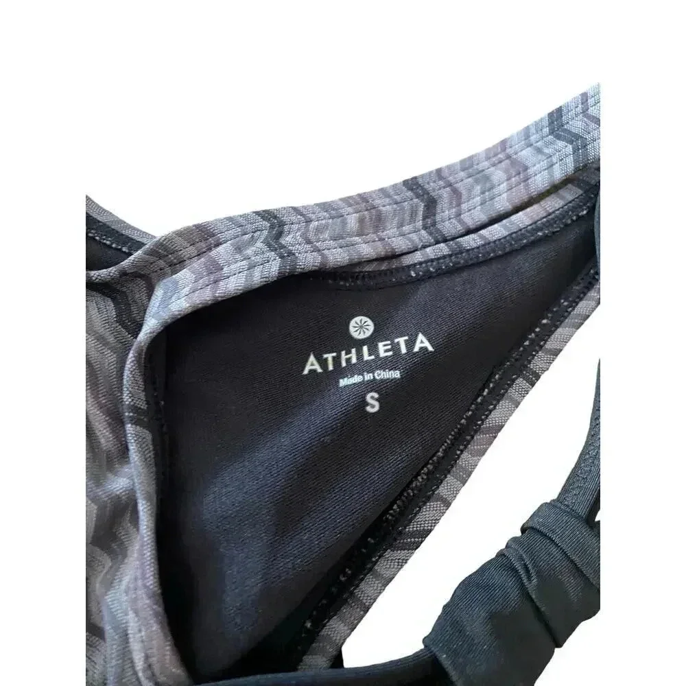 Athleta Women's Black High Neck Tie Back Sleeveless Tankini Top Size Small